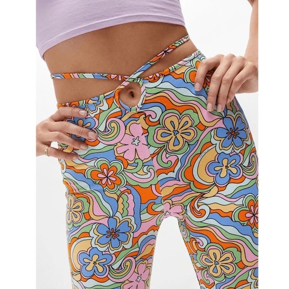 LA Hearts PacSun Women's Psychedelic Floral Flare Pants Hippie Retro Small - Picture 5 of 8